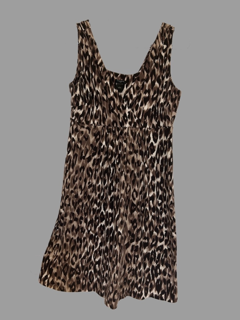 Ann Taylor Cotton Brown and Black Leopard Print Dress with Empire Waist LG - Picture 6 of 6